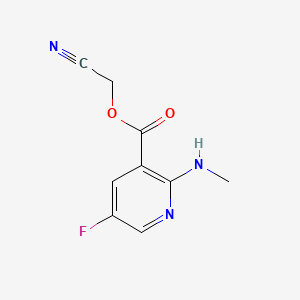 molecular formula C9H8FN3O2 B573225 3-Pyridinecarboxylic acid,5-fluoro-2-(methylamino)-,cyanomethyl ester CAS No. 169806-36-4