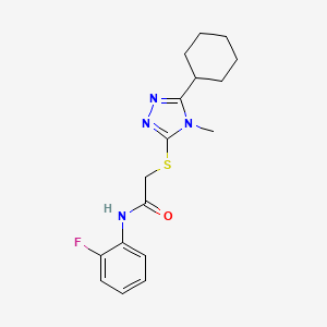 2-[(5-cyclohexyl-4-methyl-4H-1,2,4-triazol-3-yl)thio]-N-(2-fluorophenyl)acetamide