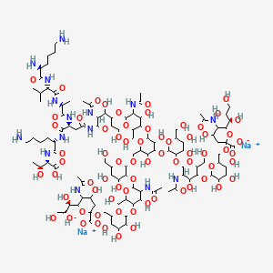 molecular formula C112H187N15Na2O70 B573236 Sialylglycopeptide CAS No. 189035-43-6