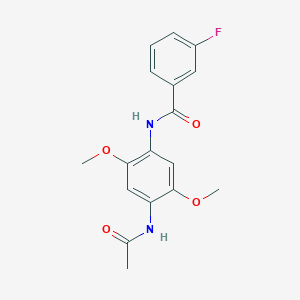 molecular formula C17H17FN2O4 B5732362 N-[4-(acetylamino)-2,5-dimethoxyphenyl]-3-fluorobenzamide 