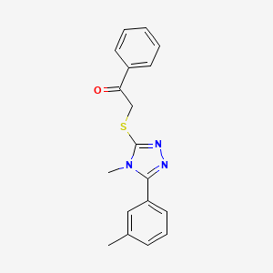 molecular formula C18H17N3OS B5732426 2-{[4-methyl-5-(3-methylphenyl)-4H-1,2,4-triazol-3-yl]thio}-1-phenylethanone 