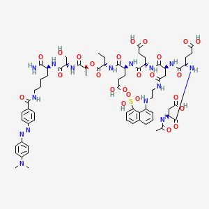 molecular formula C68H89N15O25S B573249 Ac-Asp-Glu-Asp(EDANS)-Glu-Glu-Abu-L-lactoyl-Ser-Lys(DABCYL)-NH2 CAS No. 188530-20-3