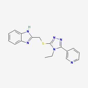 molecular formula C17H16N6S B5732578 2-({[4-ethyl-5-(3-pyridinyl)-4H-1,2,4-triazol-3-yl]thio}methyl)-1H-benzimidazole 