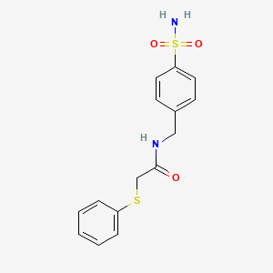 molecular formula C15H16N2O3S2 B5732695 N-[4-(aminosulfonyl)benzyl]-2-(phenylthio)acetamide 