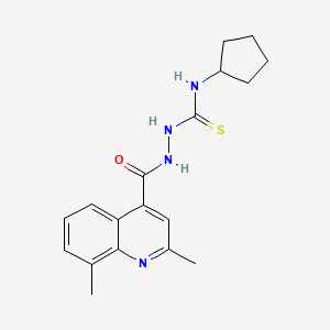 molecular formula C18H22N4OS B5732703 N-cyclopentyl-2-[(2,8-dimethyl-4-quinolinyl)carbonyl]hydrazinecarbothioamide 
