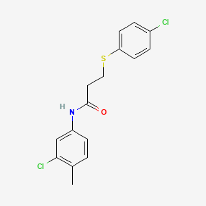 molecular formula C16H15Cl2NOS B5732707 N-(3-chloro-4-methylphenyl)-3-[(4-chlorophenyl)thio]propanamide 