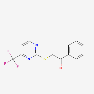 2-{[4-methyl-6-(trifluoromethyl)-2-pyrimidinyl]thio}-1-phenylethanone