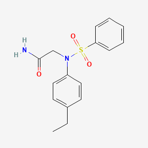molecular formula C16H18N2O3S B5732747 N~2~-(4-ethylphenyl)-N~2~-(phenylsulfonyl)glycinamide 