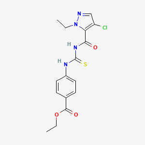 molecular formula C16H17ClN4O3S B5732843 ethyl 4-[({[(4-chloro-1-ethyl-1H-pyrazol-5-yl)carbonyl]amino}carbonothioyl)amino]benzoate 