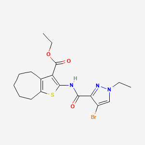 molecular formula C18H22BrN3O3S B5732973 ethyl 2-{[(4-bromo-1-ethyl-1H-pyrazol-3-yl)carbonyl]amino}-5,6,7,8-tetrahydro-4H-cyclohepta[b]thiophene-3-carboxylate 