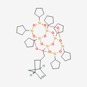 molecular formula C44H76O12Si8 B573315 PSS-(2-(5-Norbornen-2-yl)ethyl)-Heptacyclopentyl substituted CAS No. 188859-53-2