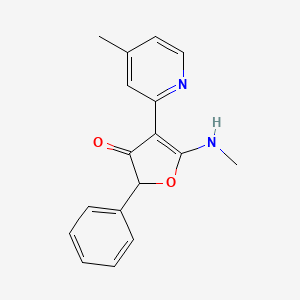 molecular formula C17H16N2O2 B573318 5-(Methylamino)-4-(4-methylpyridin-2-yl)-2-phenylfuran-3-one CAS No. 187591-67-9