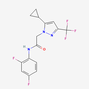 molecular formula C15H12F5N3O B5733301 2-[5-cyclopropyl-3-(trifluoromethyl)-1H-pyrazol-1-yl]-N-(2,4-difluorophenyl)acetamide 