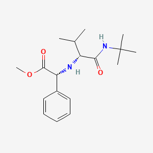 Methyl (2R)-({(2R)-3-methyl-1-[(2-methyl-2-propanyl)amino]-1-oxo-2-butanyl}amino)(phenyl)acetate