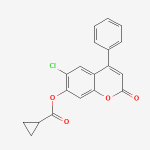 molecular formula C19H13ClO4 B5733363 6-chloro-2-oxo-4-phenyl-2H-chromen-7-yl cyclopropanecarboxylate 