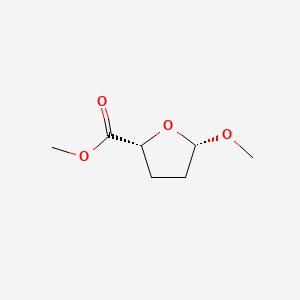 molecular formula C7H12O4 B573337 (2R,5S)-Methyl 5-methoxytetrahydrofuran-2-carboxylate CAS No. 174689-92-0