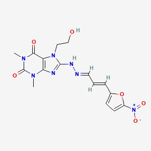 molecular formula C16H17N7O6 B5733493 3-(5-nitro-2-furyl)acrylaldehyde [7-(2-hydroxyethyl)-1,3-dimethyl-2,6-dioxo-2,3,6,7-tetrahydro-1H-purin-8-yl]hydrazone 