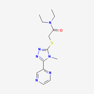 molecular formula C13H18N6OS B5733506 N,N-diethyl-2-{[4-methyl-5-(2-pyrazinyl)-4H-1,2,4-triazol-3-yl]thio}acetamide 