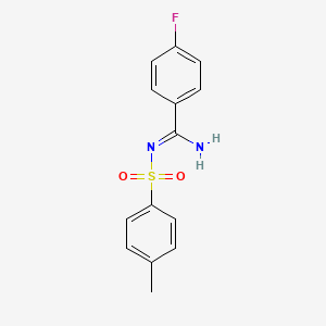 molecular formula C14H13FN2O2S B5733619 4-fluoro-N'-[(4-methylphenyl)sulfonyl]benzenecarboximidamide CAS No. 5850-32-8