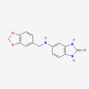 molecular formula C15H13N3O3 B5733712 5-[(1,3-benzodioxol-5-ylmethyl)amino]-1,3-dihydro-2H-benzimidazol-2-one 