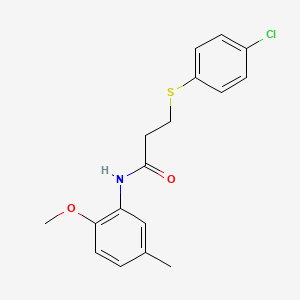 molecular formula C17H18ClNO2S B5733757 3-[(4-chlorophenyl)thio]-N-(2-methoxy-5-methylphenyl)propanamide 