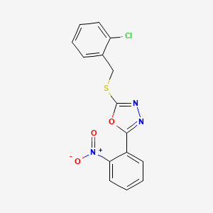 molecular formula C15H10ClN3O3S B5733950 2-[(2-chlorobenzyl)thio]-5-(2-nitrophenyl)-1,3,4-oxadiazole 