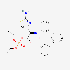 molecular formula C28H28N3O6PS B573401 (2Z)-2-(2-Amino-1,3-thiazol-4-yl)-2-[(triphenylmethoxy)imino]acetyl diethyl phosphate CAS No. 193402-47-0