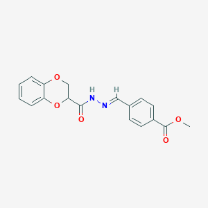 molecular formula C18H16N2O5 B5734042 methyl 4-[2-(2,3-dihydro-1,4-benzodioxin-2-ylcarbonyl)carbonohydrazonoyl]benzoate 