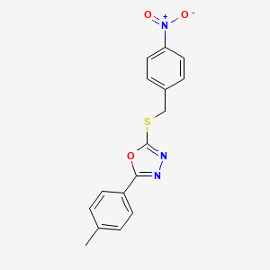 molecular formula C16H13N3O3S B5734044 2-(4-methylphenyl)-5-[(4-nitrobenzyl)thio]-1,3,4-oxadiazole 