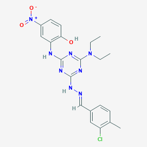 3-chloro-4-methylbenzaldehyde {4-(diethylamino)-6-[(2-hydroxy-5-nitrophenyl)amino]-1,3,5-triazin-2-yl}hydrazone