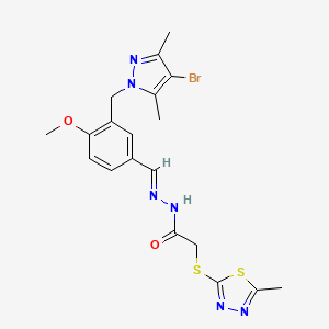 N'-{3-[(4-bromo-3,5-dimethyl-1H-pyrazol-1-yl)methyl]-4-methoxybenzylidene}-2-[(5-methyl-1,3,4-thiadiazol-2-yl)thio]acetohydrazide