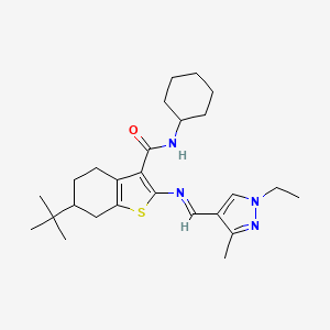 6-tert-butyl-N-cyclohexyl-2-{[(1-ethyl-3-methyl-1H-pyrazol-4-yl)methylene]amino}-4,5,6,7-tetrahydro-1-benzothiophene-3-carboxamide