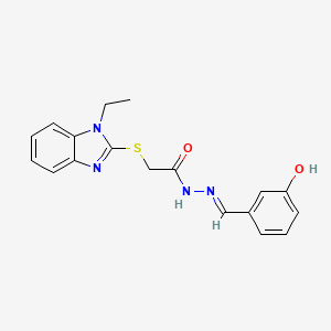 molecular formula C18H18N4O2S B5734351 2-[(1-ethyl-1H-benzimidazol-2-yl)thio]-N'-(3-hydroxybenzylidene)acetohydrazide 