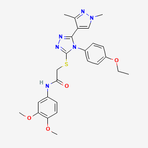 molecular formula C25H28N6O4S B5734434 N-(3,4-dimethoxyphenyl)-2-{[5-(1,3-dimethyl-1H-pyrazol-4-yl)-4-(4-ethoxyphenyl)-4H-1,2,4-triazol-3-yl]thio}acetamide 