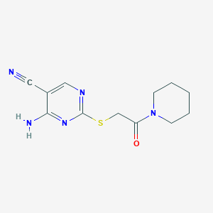 4-amino-2-{[2-oxo-2-(1-piperidinyl)ethyl]thio}-5-pyrimidinecarbonitrile