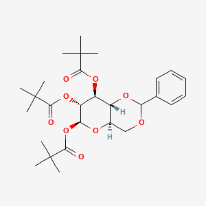 molecular formula C28H40O9 B573492 4,6-O-Benzylidene-1,2,3-tri-O-pivaloyl-b-D-glucopyranose CAS No. 174465-15-7