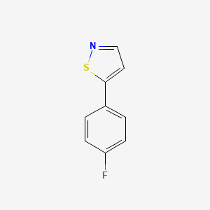 molecular formula C9H6FNS B573501 5-(4-Fluorophenyl)-1,2-thiazole CAS No. 170696-25-0