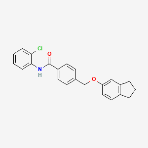 molecular formula C23H20ClNO2 B5735134 N-(2-chlorophenyl)-4-[(2,3-dihydro-1H-inden-5-yloxy)methyl]benzamide 