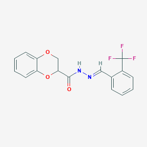 N-[(E)-[2-(trifluoromethyl)phenyl]methylideneamino]-2,3-dihydro-1,4-benzodioxine-3-carboxamide