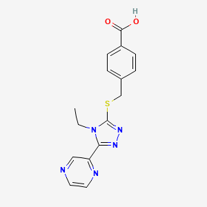 molecular formula C16H15N5O2S B5735241 4-({[4-ethyl-5-(2-pyrazinyl)-4H-1,2,4-triazol-3-yl]thio}methyl)benzoic acid 