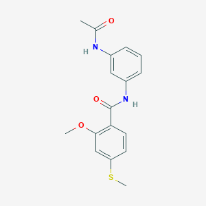 molecular formula C17H18N2O3S B5735337 N-[3-(acetylamino)phenyl]-2-methoxy-4-(methylthio)benzamide 