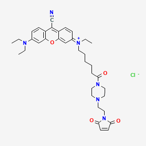 molecular formula C36H45ClN6O4 B573561 (3E)-9-Cyano-6-(diethylamino)-N-(6-{4-[2-(2,5-dioxo-2,5-dihydro-1H-pyrrol-1-yl)ethyl]piperazin-1-yl}-6-oxohexyl)-N-ethyl-3H-xanthen-3-iminium chloride CAS No. 163032-73-3