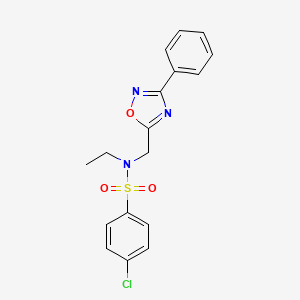 molecular formula C17H16ClN3O3S B5736043 4-chloro-N-ethyl-N-[(3-phenyl-1,2,4-oxadiazol-5-yl)methyl]benzenesulfonamide 