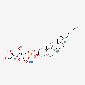 molecular formula C33H52NaO9P B573619 Sodium ascorbyl/cholesteryl phosphate CAS No. 185018-43-3