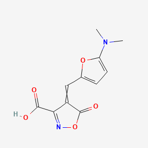 molecular formula C11H10N2O5 B573661 4-{[5-(Dimethylamino)furan-2-yl]methylidene}-5-oxo-4,5-dihydro-1,2-oxazole-3-carboxylic acid CAS No. 173954-65-9