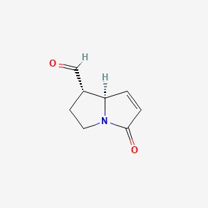 molecular formula C8H9NO2 B573662 (1S,8R)-5-oxo-1,2,3,8-tetrahydropyrrolizine-1-carbaldehyde CAS No. 160724-85-6