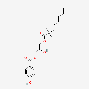 molecular formula C20H30O6 B573783 Benzoic acid, 4-hydroxy-, 2-hydroxy-3-((1-oxoneodecyl)oxy)propyl ester CAS No. 175205-96-6