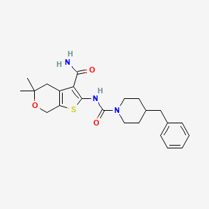 molecular formula C23H29N3O3S B5738146 N-[3-(aminocarbonyl)-5,5-dimethyl-4,7-dihydro-5H-thieno[2,3-c]pyran-2-yl]-4-benzyl-1-piperidinecarboxamide 