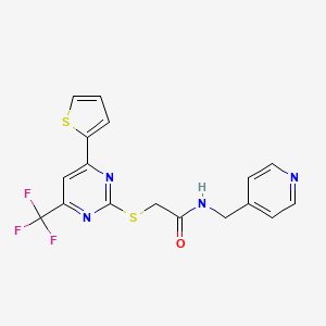 molecular formula C17H13F3N4OS2 B5738178 N-(4-pyridinylmethyl)-2-{[4-(2-thienyl)-6-(trifluoromethyl)-2-pyrimidinyl]thio}acetamide 