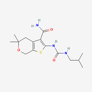 molecular formula C15H23N3O3S B5738252 2-{[(isobutylamino)carbonyl]amino}-5,5-dimethyl-4,7-dihydro-5H-thieno[2,3-c]pyran-3-carboxamide 